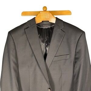 Lauren Ralph Lauren Mens Black 100% Wool Two Button Blazer Jacket - 44L